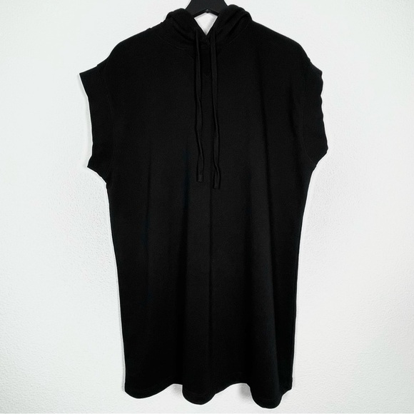 Zara Hooded Plush Dress in Black - Picture 2 of 8